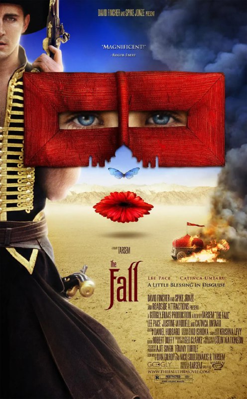 名称：坠入 The Fall (2006)描述：电影特技演员罗伊•沃克（Lee Pace 饰）在拍摄一组骑马从桥上一跃而下的镜头时严重受伤，导致下半身瘫痪失去知觉