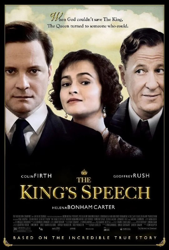 名称：国王的演讲 The King's Speech (2010)描述：约克郡公爵（柯林·菲尔斯 Colin Firth 饰）因患口吃，无法在公众面前发表演讲，这令他接连在大型仪式上丢丑