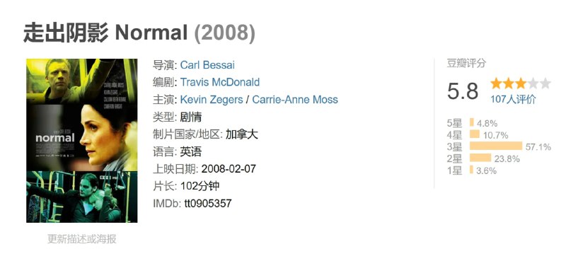 名称：走出阴影 Normal (2008)描述：一场车祸，改变了三个家庭的命运