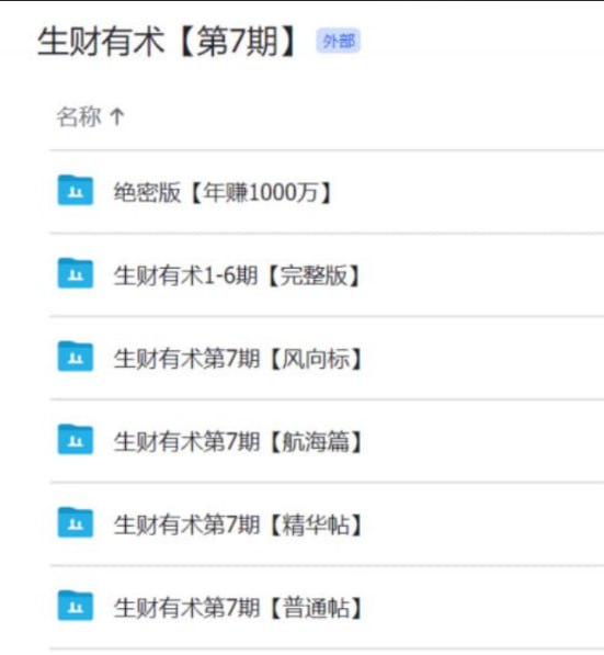 名称：【生财有术】第七期描述：从23年更新到了2024年3月，挺全面的，祝各位老板都发财链接：