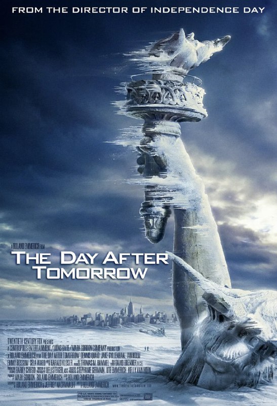 名称：后天 The Day After Tomorrow (2004)描述：美国气候学家杰克（丹尼斯•奎德 Dennis Quaid 饰）认为，温室效应正在引发地球的大灾难，北极冰川的融化，会让地球回到冰河世纪那样的劫难链接：