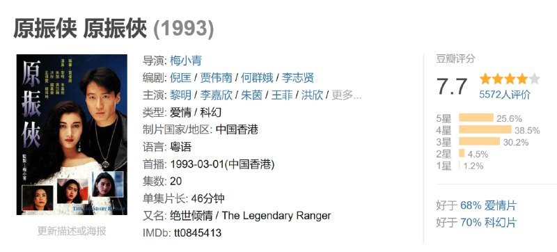 名称：原振侠 原振俠 (1993)描述：一切都由一本科幻小说引起