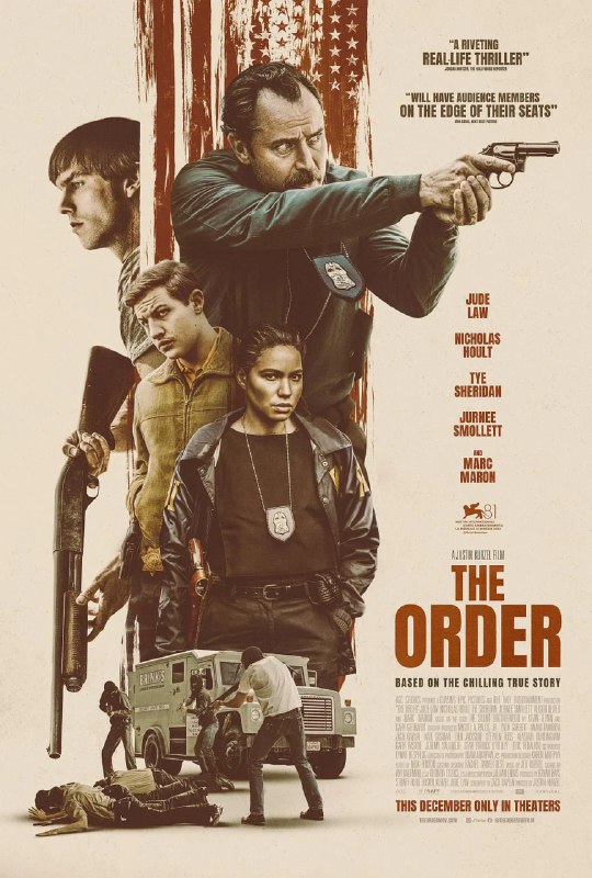 名称：秩序信条 The Order (2024)描述：故事设定在1983年，一系列日益暴力的银行抢劫、伪造假币和运钞车抢劫案让整个太平洋西北地区的社区陷入恐惧，百思不得其解的执法人员争先恐后地寻找答案