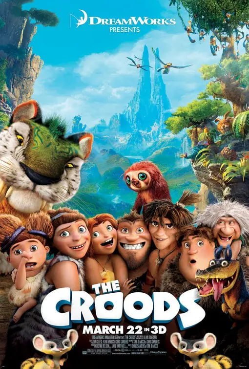 名称：疯狂原始人 The Croods (2013)  1-2部描述：原始人咕噜一家六口在老爸Grug（尼古拉斯·凯奇 Nicolas Cage 配音）的庇护下生活