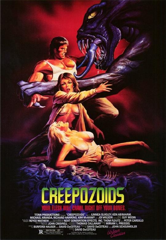 资源标题：禁域魔怪 Creepozoids 1080p remux (1987) 13.43GB 中文字幕 已刮削资源描述：第三次世界大战在1998年爆发后，地球已成为了一片废墟，几名战后幸存者过着狼狈的逃亡日子