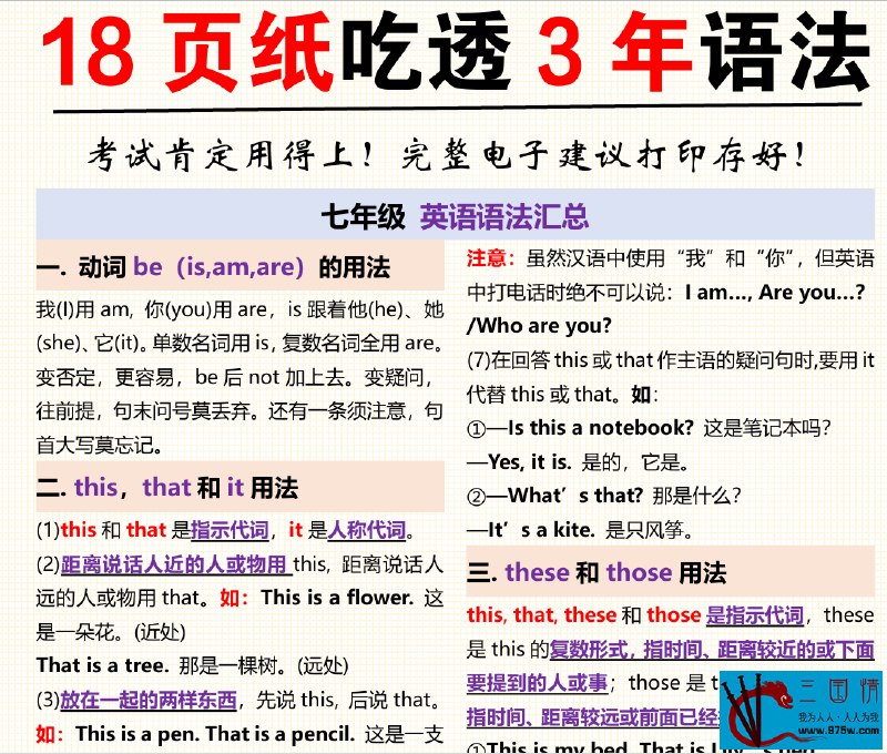 📚名称：《18页纸吃透3年语法.zip》⭐亮点：3年语法精华浓缩18页，快速掌握核心知识点，高效学习不费力