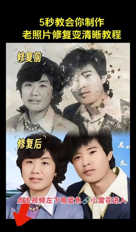《老照片翻新修复教程老照片修复详细教学[mp4] 》简介：本教程通过视频教学，系统讲解老照片修复的全流程技术，涵盖破损修复、色彩还原、细节增强等核心技巧