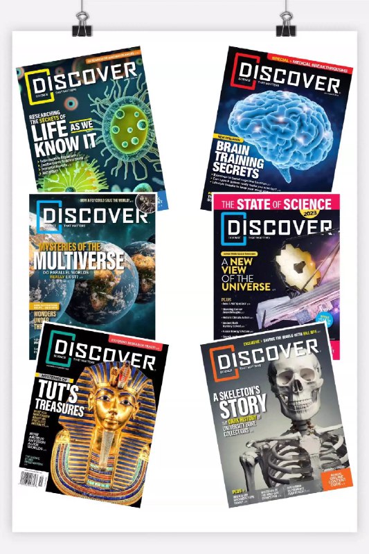 《发现（Discover）23年1-12月刊 》简介：这本国际知名科普月刊聚焦前沿科学与人文探索，内容涵盖天文物理、生物医学、人工智能及考古发现等领域，通过严谨易懂的解读向大众传递科学发展动态