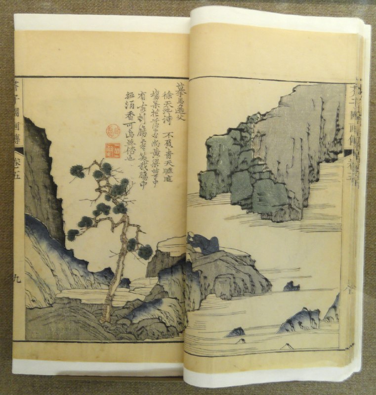 《芥子园 》简介：中国清代刊印的传统绘画教材，由沈心友、王概等人编绘，系统整理了山水、花鸟、人物等题材的技法与理论，被誉为“画学圣经”