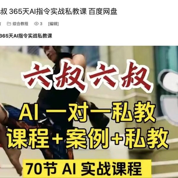 📚名称：《六叔AI指令实战课》⭐亮点：掌握AI指令核心技巧，提升工作效率与创意表达，六叔带你玩转AI工具🏷️标签：#AI指令 #六叔AI指令实战课 #技能提升 📅更新日期：2025-05-07 06:37:07🔗链接：