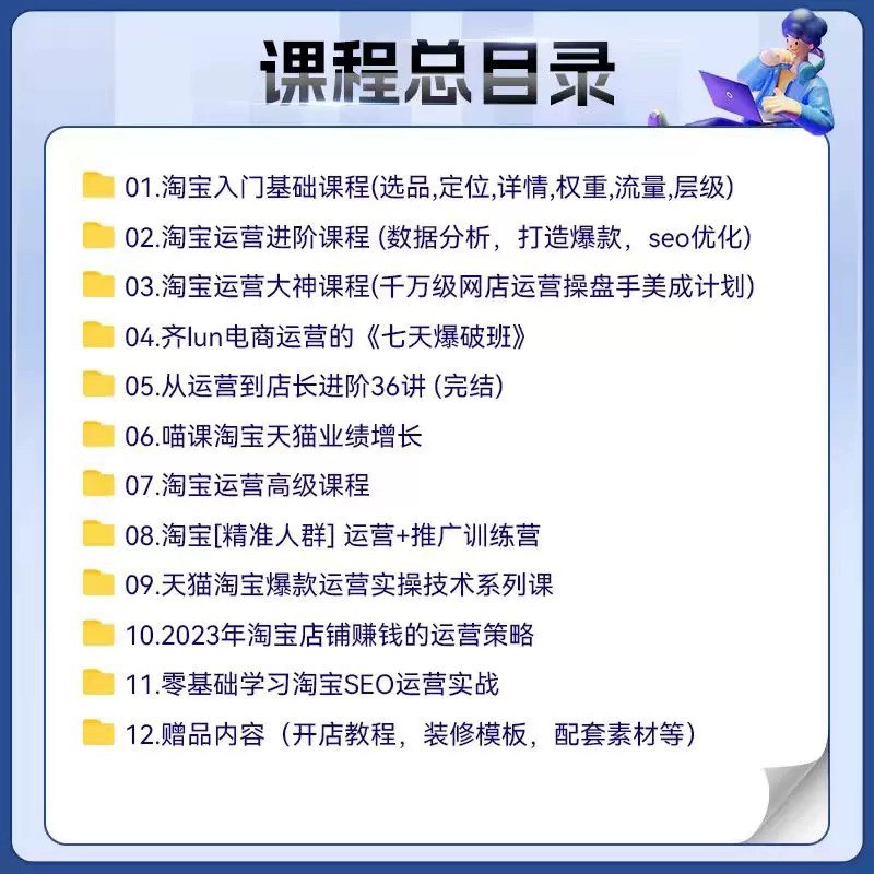 📚名称：《从零开始学淘宝开店淘宝网店运营课程》⭐亮点：零基础快速上手，手把手教你开店运营，轻松掌握淘宝店铺盈利技巧🏷️标签：#电商入门 #从零开始学淘宝开店 #淘宝运营 📅更新日期：2025-05-31 17:18:54🔗链接：