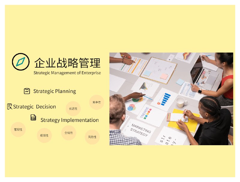 《战略管理 》简介：聚焦组织长远目标，通过系统分析、决策制定和资源配置，确保企业在复杂环境中保持竞争优势