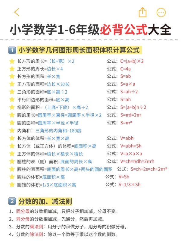 名称：《数学1-6下 必背知识点汇总》亮点：全面梳理小学数学1-6年级下册核心知识点，助力孩子高效复习，轻松掌握考试重点