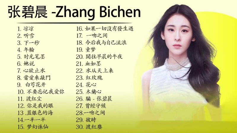 名称：《张碧晨歌曲合集 》简介：张碧晨歌曲合集汇集了多领域的知识，帮助你在生活与职业中找到更多的可能性