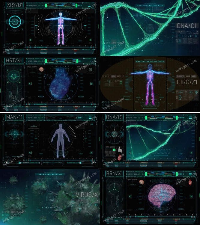 名称：200款HUD人体全息科技医学实验研究数据信息图表UI动画AE模板描述：200款HUD人体全息科技医学实验研究数据信息图表UI动画AE模板，是专为医学实验研究与数据展示设计的创新工具