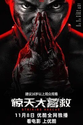 名称：惊天大营救 (2024)描述：导演: 成思毅 主演: 托尼·贾 / 洪浚嘉 / 姜皓文 / 陈朵怡 / 释彦能 / 更多... 类型: 动作 / 犯罪 制片国家/地区: 中国大陆 语言: 汉语普通话 上映日期: 2024-11-08(中国大陆网络) 片长: 95分钟 剧情简介 退役安保专家白安挟持富家小女孩贺婷，意图借此向其父复仇，却意外助其逃过毒贩灭门