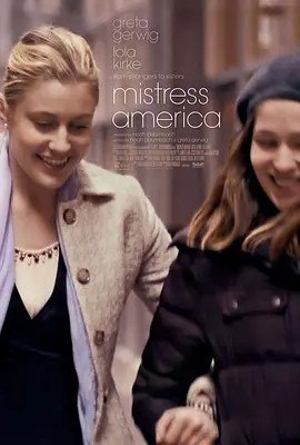 名称：美国情人 Mistress America (2015)丨7.3分描述：导演: 诺亚·鲍姆巴赫 编剧: 诺亚·鲍姆巴赫 / 格蕾塔·葛韦格 主演: 罗拉·科克 / 格蕾塔·葛韦格 / 艾米·沃伦 / 莎珑·华盛顿 / 凯瑟琳·厄布 / 更多... 类型: 喜剧 制片国家/地区: 美国 语言: 英语 上映日期: 2015-08-14(美国) 片长: 84分钟 又名: 纽约新鲜人(台) / 美国情妇 / 美国女主人 / 美国女杰 IMDb: tt2872462 剧情简介 特雷西（萝拉·科克 Lola Kirke 饰）是一名平凡的女大学生，落在人群之中毫不起眼