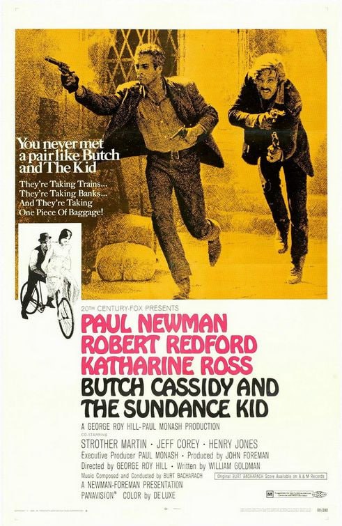 名称：虎豹小霸王 Butch Cassidy and the Sundance Kid‎ (1969)描述：19世纪末，威名四震的“虎豹小霸王”布奇（保罗·纽曼 Paul Newman 饰）与搭档太阳舞小子（罗伯特·雷德福 Robert Redford 饰）在美国西部的一个小镇上四处抢劫银行，与对手凶残搏杀，与警察机智周旋