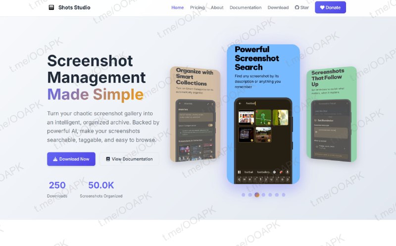名称：Shots Studio  -  AI 截图管理工具描述：Shots Studio 将您混乱的截图库转变为一个智能、有序的档案库
