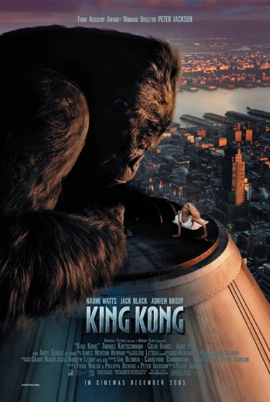 名称：金刚 King Kong (2005)描述：导演率领拍摄组来到神秘的骷髅岛开始了一部电影的拍摄，女主角是漂亮娇小的安(娜奥米•沃茨 Naomi Watts 饰)，她在纽约的演艺事业陷入了低谷，这是她时来运转的大好机会