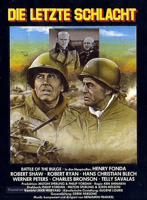 名称：突出部之役 Battle of the Bulge (1965)描述：描述二次世界大战期间盟军与德军的一场坦克大战，德军由罗伯特．萧饰演的希斯将军率领，企图在圣诞前夕对盟军作全面反击，但计划功败垂成，被亨利．方达饰演的凯晨将军发现，因而双方发生殊死战