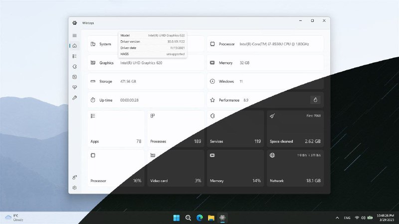 名称：Wintoys - Windows 系统优化和管理工具描述：一款专为 Windows 10/11 设计的免费系统优化工具，集成了性能提升、隐私控制、系统清理、应用卸载和服务管理等功能