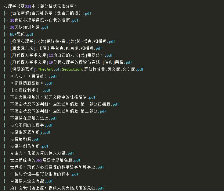 名称：《心理学书籍338本》认识你自己 提升超越自我[pdf]描述：《心理学书籍 338 本》是一座知识的宝库