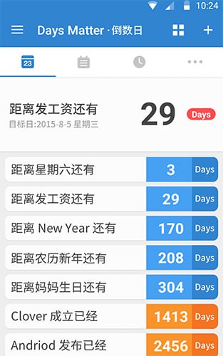 名称：倒数日 v1.21.0 你记录生活中每一个重要日子，解锁高级版描述：倒数日 Days Matter是一个帮你记录生活中每一个重要日子的小工具，比如：发工资还有多少天？还信用卡还有多少天？恋人生日还有多少天？宝宝出生已经多少天？来到地球已经多少天
