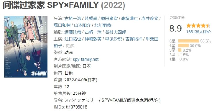 #夸克云盘联合投稿#夸克云盘发布频道资源名称：间谍过家家 SPY×FAMILY (2022)描述：为了潜入名校，西国能力最强的间谍<黄昏>被下令组建家庭.但是，他的“女儿”居然是能够读取他人内心的超能力者！“妻子”是暗杀者？互相隐藏了真实身份的新家庭，面临考验与世界危机的痛快家庭喜剧就此展开！！链接: 