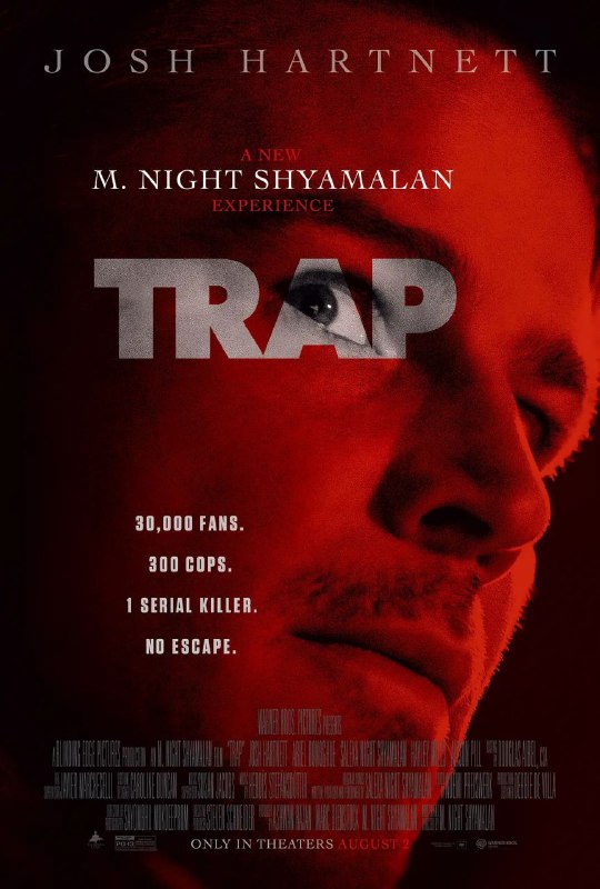 名称：陷阱 / Trap [2024][中英双字][超清][美国]描述：一名父亲(乔什·哈奈特 Josh Hartnett 饰)陪同青少年女儿(阿里尔·多诺霍 Ariel Donoghue 饰)参加一场流行音乐演唱会，他们后来发现自己正处于一场黑暗邪恶的活动中