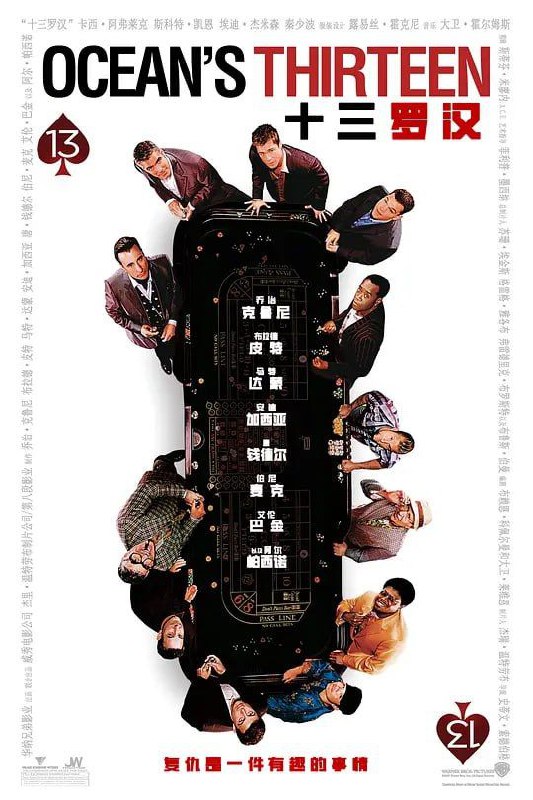 名称：十三罗汉 Ocean's Thirteen(2007)原盘 特效字幕描述：人老心不老的鲁本•蒂什科夫(Elliott Gould 饰)拿出全部家当与威利•班克(阿尔•帕西诺 Al Pacino 饰)合伙经营赌场饭店
