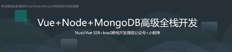 名称：开发微信全家桶项目Vue Node MongoDB高级技术栈全覆盖描述：Koa2 ＋Nuxt/Vue SSR、配合后端实现服务器端渲染技术，解决服务器端渲染与异步请求并存的业务场景，解决SEO和页面加载时长两大痛点，满满的都是干货！夸克：