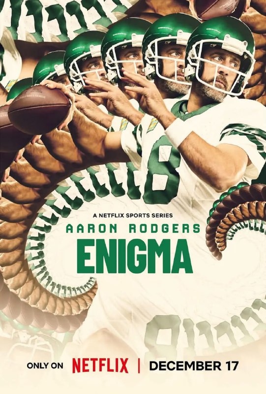 名称：阿伦·罗杰斯：迷之四分卫 Aaron Rodgers: Enigma (2024)  全3集描述：聚焦四分卫阿伦罗杰斯，与他一起回顾其人生与职业生涯的决定性时刻 ​​​.链接：