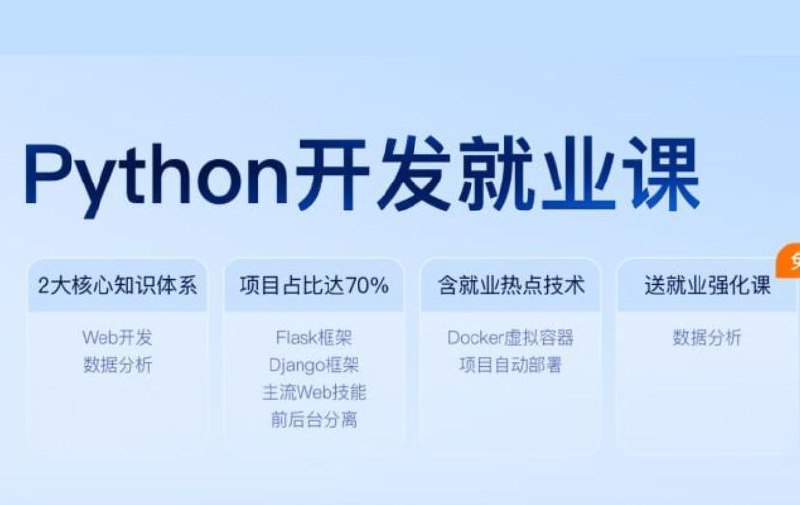 名称：黑马2022-新版Python开发就业课，初级+中级+高级项目实战描述：本课程系统讲解Python编程，涵盖基础语法、面向对象、Linux命令、网络编程、前端开发、数据库应用等内容