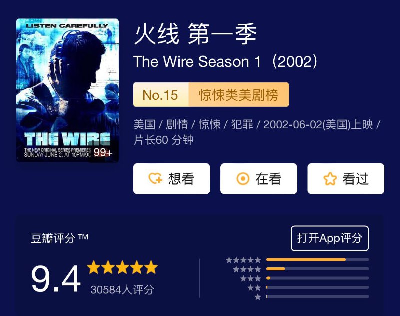 名称：火线 The Wire S1~S5描述：故事发生在美国马里兰州的港口城市巴尔的摩