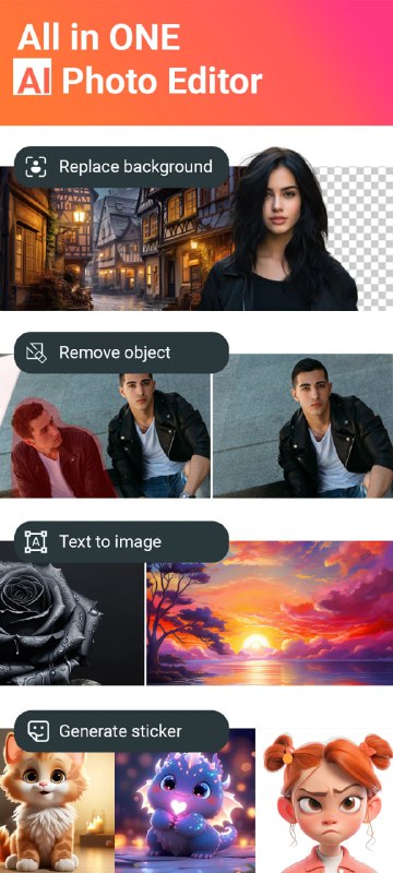 名称：Photo Studio - 照片编辑器 v2.8.3.4366描述：Photo Studio 是一款 AI 照片编辑器，可使用照片效果和照片滤镜编辑照片