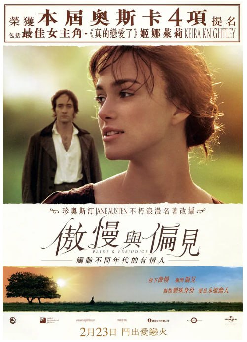 名称：[傲慢与偏见][2005][国英多音轨][1080P蓝光][8.7G]描述：19 世纪英国乡绅家庭五姐妹中，二女儿伊丽莎白(凯拉・奈特莉 饰)因傲慢的达西先生(马修・麦克费登 饰)的求婚而心生厌恶，却在相处中逐渐发现其内在的真诚