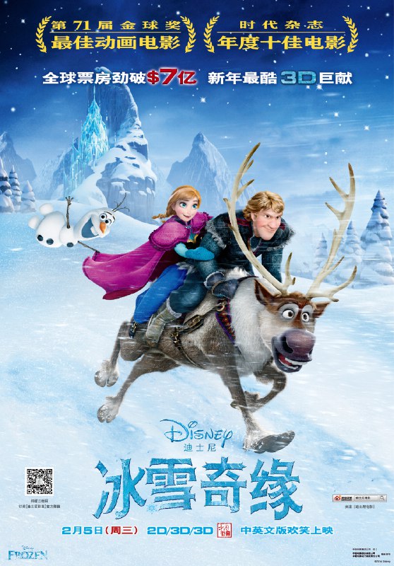 资源标题：冰雪奇缘(2013) 1080P 『国粤台英四语中字』豆瓣高分8.5资源描述：在四面环海、风景如画的阿伦黛尔王国，生活着两位可爱美丽的小公主，艾莎和安娜