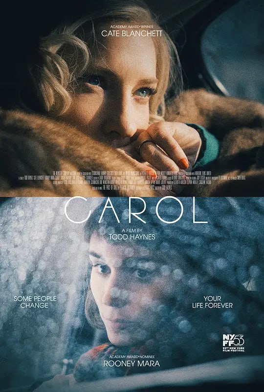 名称：卡罗尔 Carol (2015)描述：50年代的美国，年轻女子特芮丝（鲁妮·玛拉 饰）在纽约百货公司担任售货员，但心中向往的却是摄影师工作