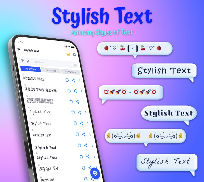 名称：Stylish Text - 特殊文字转换器 v1.3.6描述：让我们用时尚文本：可爱字体风格 - 一个方便的字体更换应用程序来为您的沟通增添趣味