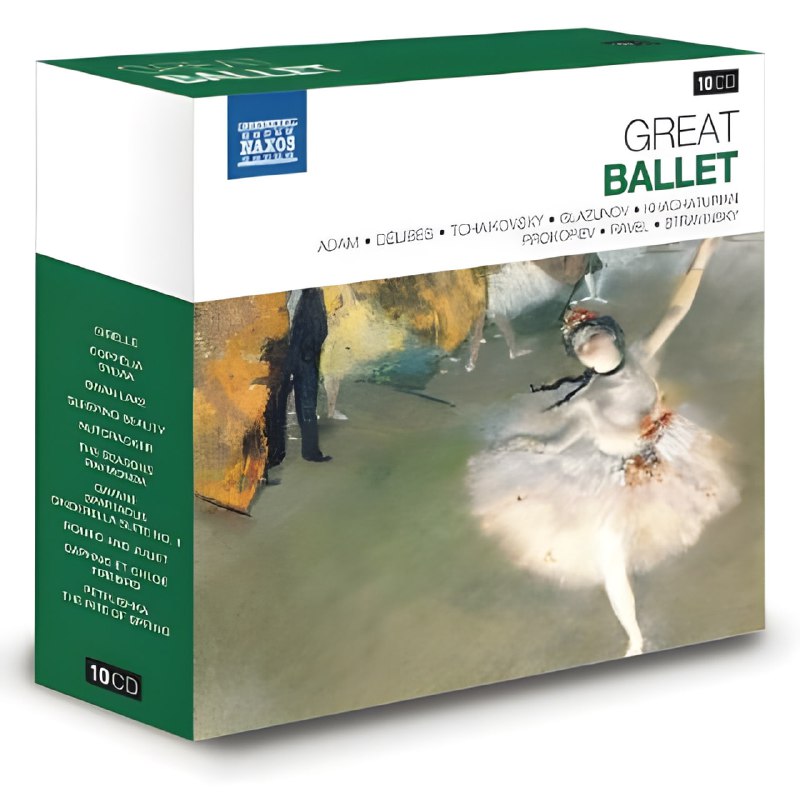 名称：【16bit 44.1kHZ Flac】拿索斯25周年系列 02-Great Ballet描述：本集为乐迷精选古今最受欢迎的芭蕾舞剧；芭蕾诞生于文艺复兴晚期的欧洲，是一种结合音乐、舞蹈及戏剧的多方面艺术，15世纪从义大利及法国的宫廷开始，慢慢将这项优美的艺术推展至全人类，如今俄国也是芭蕾舞的重要国度之一