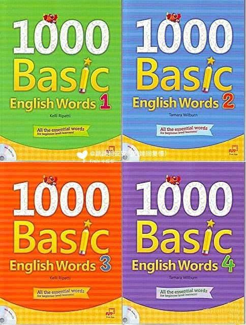 名称：少儿英语1000词精讲《1000 Basic English Words》描述：《1000 Basic English Words》是一本专为7-9岁少儿设计的英语词汇教材，包含1000个实用的基础高频单词