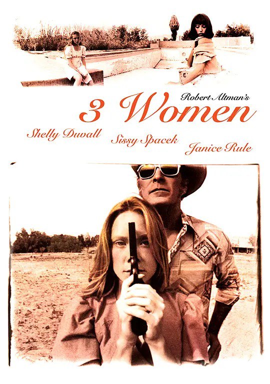 名称：三女性 （原名：3 Women ，1977）描述：平姬是一个南方德克萨斯的女孩，她独自一人来到加利福尼亚，她非常崇拜她的同事米莉，她们俩住在一起，渐渐地她们发现两人并不合拍，米莉喜欢开放浪漫的生活，而平姬却不吸烟、不喝酒