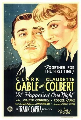 名称：一夜风流 It Happened One Night (1934)丨8.8分描述：导演: 弗兰克·卡普拉 编剧: 罗伯特·里斯金 / 塞缪尔·霍普金斯·亚当斯 主演: 克拉克·盖博 / 克劳黛·考尔白 / 沃尔特·康诺利 / 罗斯科·卡恩茨 / 詹姆森·托马斯 / 更多... 类型: 喜剧 / 爱情 制片国家/地区: 美国 语言: 英语 上映日期: 1934-02-22(美国) 片长: 105 分钟 又名: Night Bus / Es geschah in einer Nacht IMDb: tt0025316 剧情简介 埃伦·安德鲁斯（克劳黛·考尔白 饰）与飞行员金·韦斯特利（詹姆森·托马斯 饰）的婚事遭到了富豪父亲（沃尔特·康诺利 饰）的极力反对