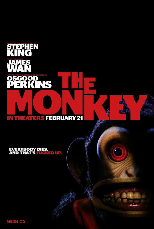 名称：怪猴 The Monkey [超清][恐怖][中英双字][2025]描述：当双胞胎兄弟哈尔和比尔在阁楼上发现父亲的旧猴子玩具之后，他们周围开始发生一系列可怕的死亡事件