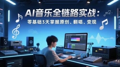 《AI音乐全链路实战变现课：零基础3天掌握原创、翻唱、变现》3天零基础掌握AI音乐创作，从原创到翻唱再到变现，一站式解决音乐人所有需求️ #AI音乐 #原创音乐 #翻唱变现 #音乐课程 #零基础入门 2025-07-10 03:38:24🔗 
