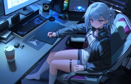 《动漫少女桌搭壁纸》动漫少女主题壁纸，色彩鲜明风格多样，适合打造个性化桌面，提升你的桌搭氛围