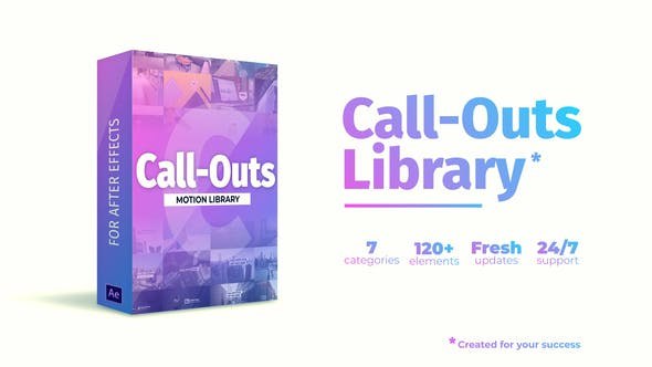 《AEPR模板120种呼出线条指针标注介绍动画CallOuts Library 》120种呼出指针动画，精准标注一目了然，提升演示专业度与视觉吸引力，快速调用高效创作