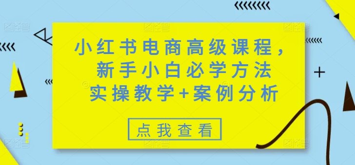 《小红书电商高级课程，新手小白必学方法，实操教学+案例分析》新手快速上手电商运营，实操教学结合真实案例，手把手教你玩转小红书电商，轻松开启变现之路