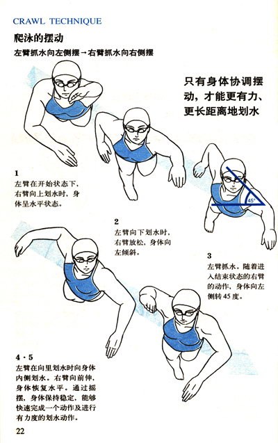 《游泳教程》从零基础到精通，涵盖自由泳蛙泳等多种泳姿，配有慢动作演示和常见错误纠正，帮你快速掌握技巧，安全享受水中乐趣